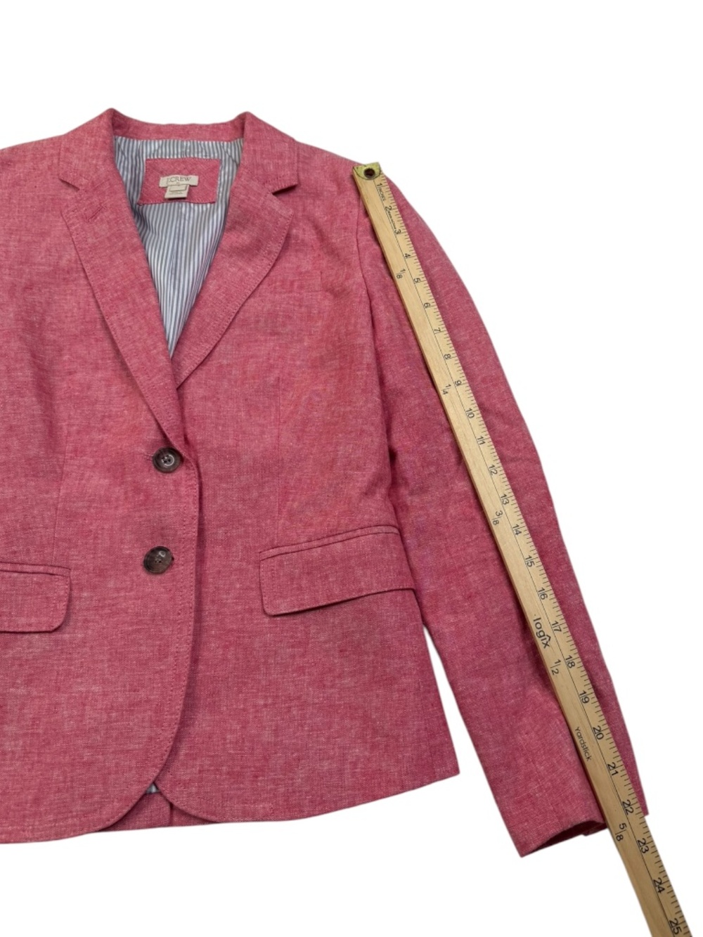 J.Crew Factory Schoolboy Blazer Pink Linen Blend Tailored Jacket Size 6 - Picture 11 of 12